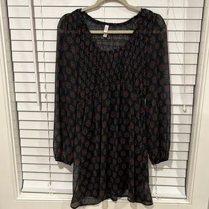 Target brand black long sleeve dress with pattern. Size medium